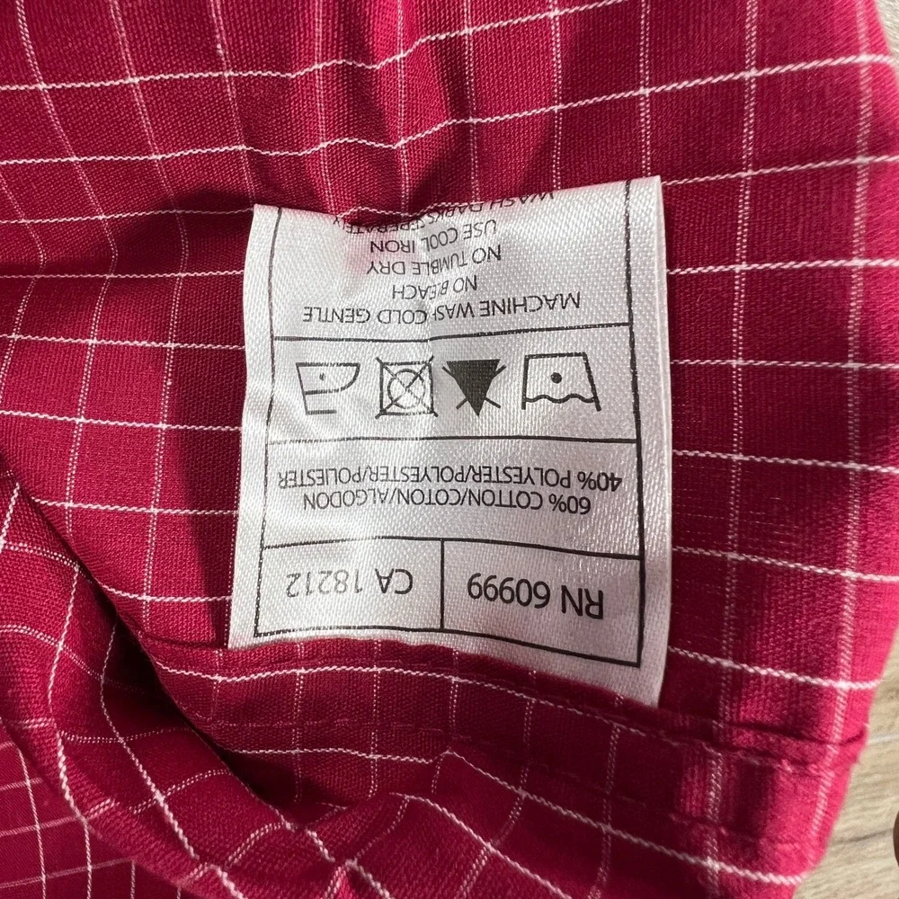Antigua Esteem Mens Red White Grid Check Button Down Shirt Large NWT